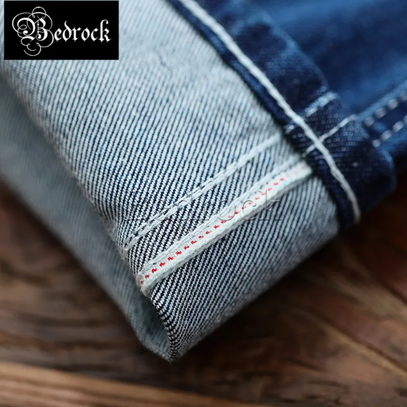 MBBCAR 14oz heavy industry one washed red line denim jeans blue Amekaji retro loose straight pants selvdge denim work jeans 7360