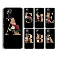 letter alphabet flowers silicone cover for honor 60 50 se 30 3i 20 20s 10 10i 10x 9x 8x 8a 7a pro lite phone case coque