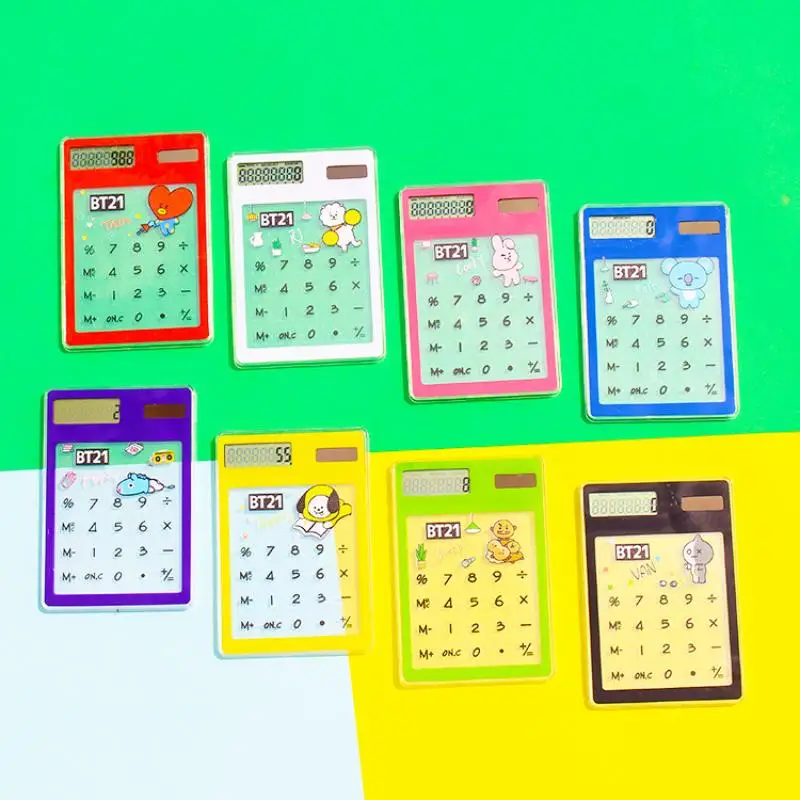 

Kawaii Bt21 Anime Surroundings Cartoon Cute Love Pony Creative Mini Transparent Solar Computer Student Office Supplies