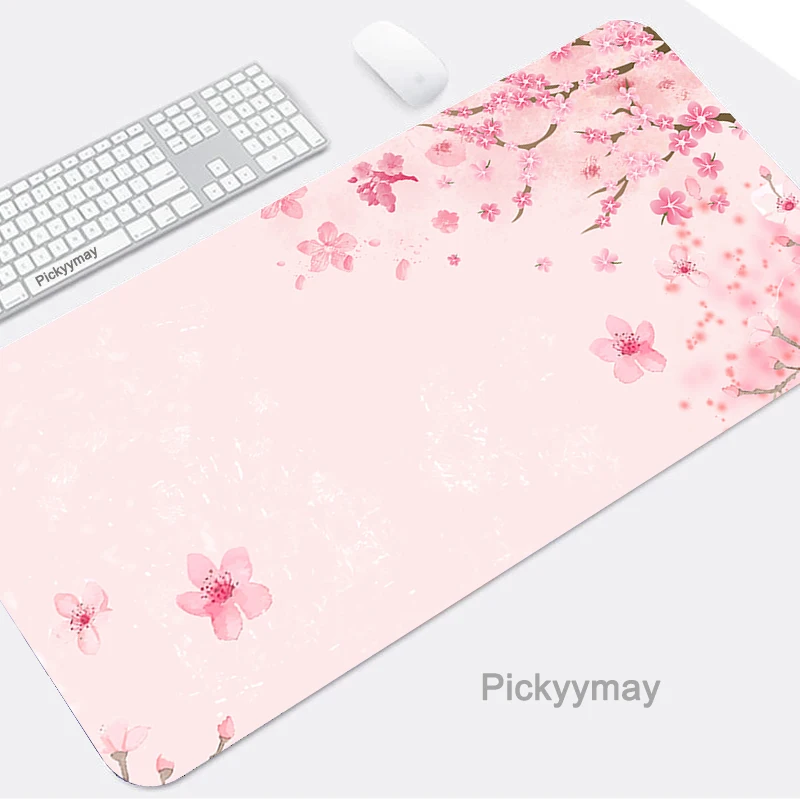 

Pink Sakura Mouse Pad Big Mousepad Cherry Blossom PC Deskpads 100x50 Flower Desk Mat Office Computer Table Mausepad XXL 90x40
