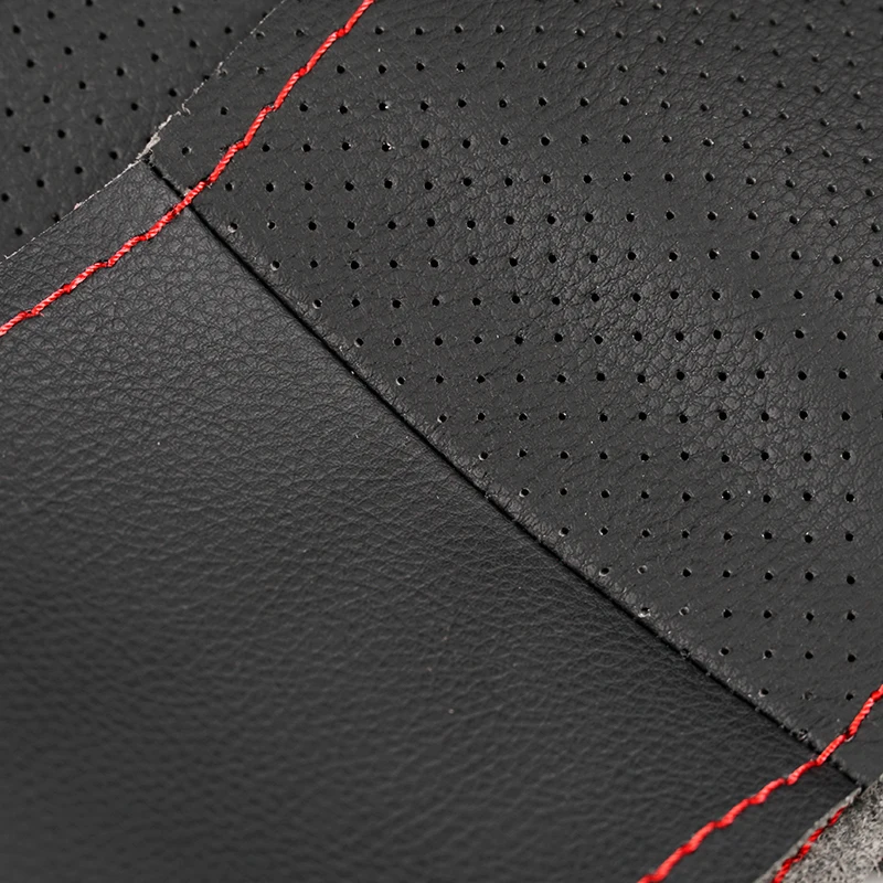 Фото Для Skoda Octavia 2004-2009 Fabia Superb Roomster 2006 2007 2008, оплеты на руле, перфорированный кожаный чехол из микрофибры №3