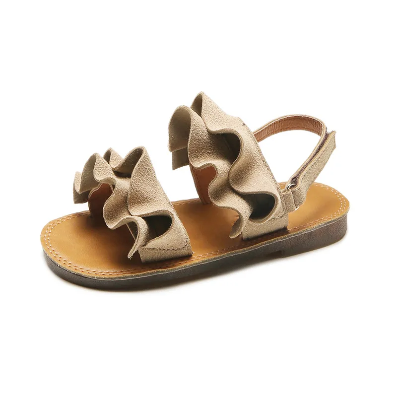 

Fashion Girls Beach Sandals Casual Lotus Leaf Comfortable Soft Bottom Hook & Loop Beach Shoes For Kids Children's Toddler Flats