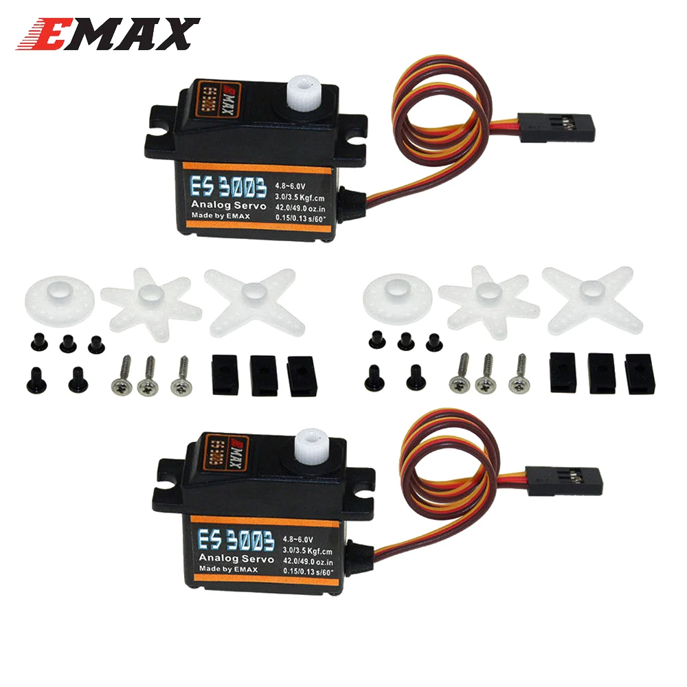 

EMAX ES3003 17g 4.8V-6.0V Metal Gear Analog Servo Compatible With Futaba JR For RC FPV Fixed Wing Airplane Helicopter Toy