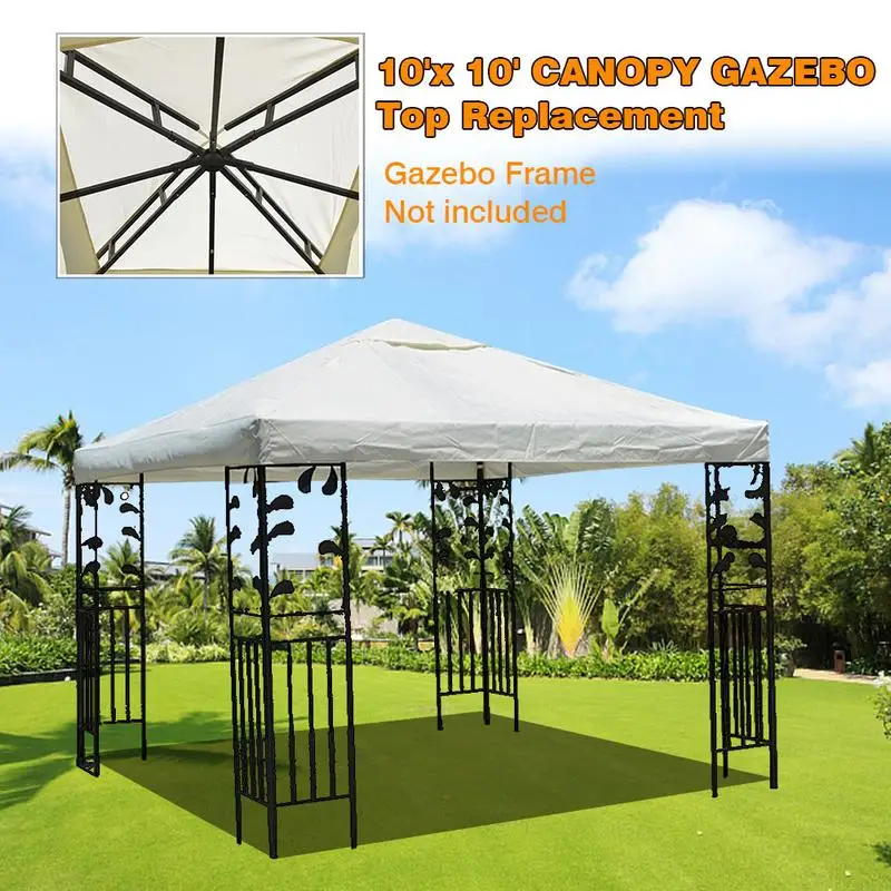 

Outdoor Tent Top Cover 3x3m Patio Gazebo Top Cover Replacement Cover for Outdoor Yard Camping Hiking (Not Include Iron Frame)