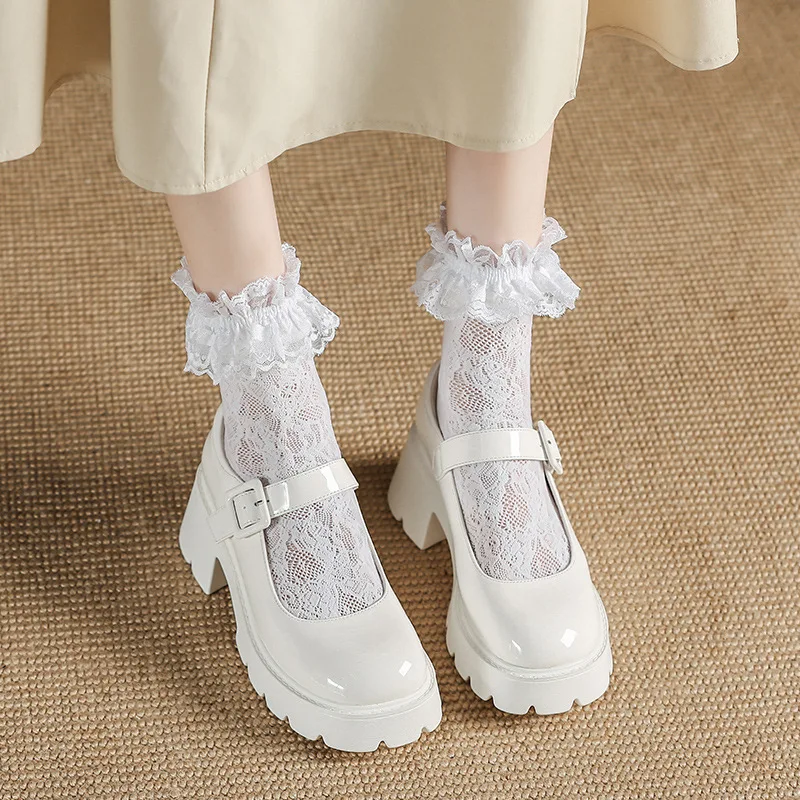 Japanese School Platform Lolita Shoes Vintage Mary Jane Shoes Women Cute Round Toe Thick Bottom Pumps Buckle Strap Leather Shoe