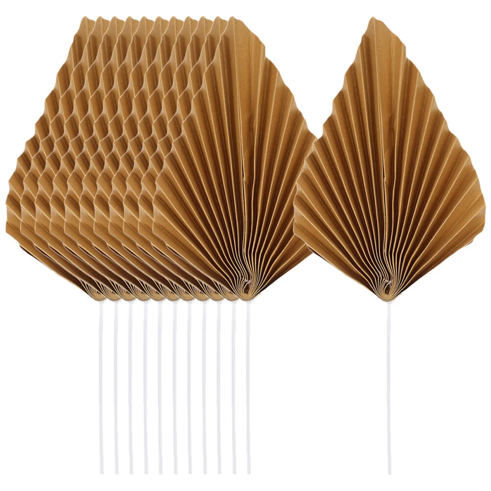 

12Pcs Palm Leaves Cake Decor Gold Paper Cups Party Dessert Topper Birthday Cake Decoration
