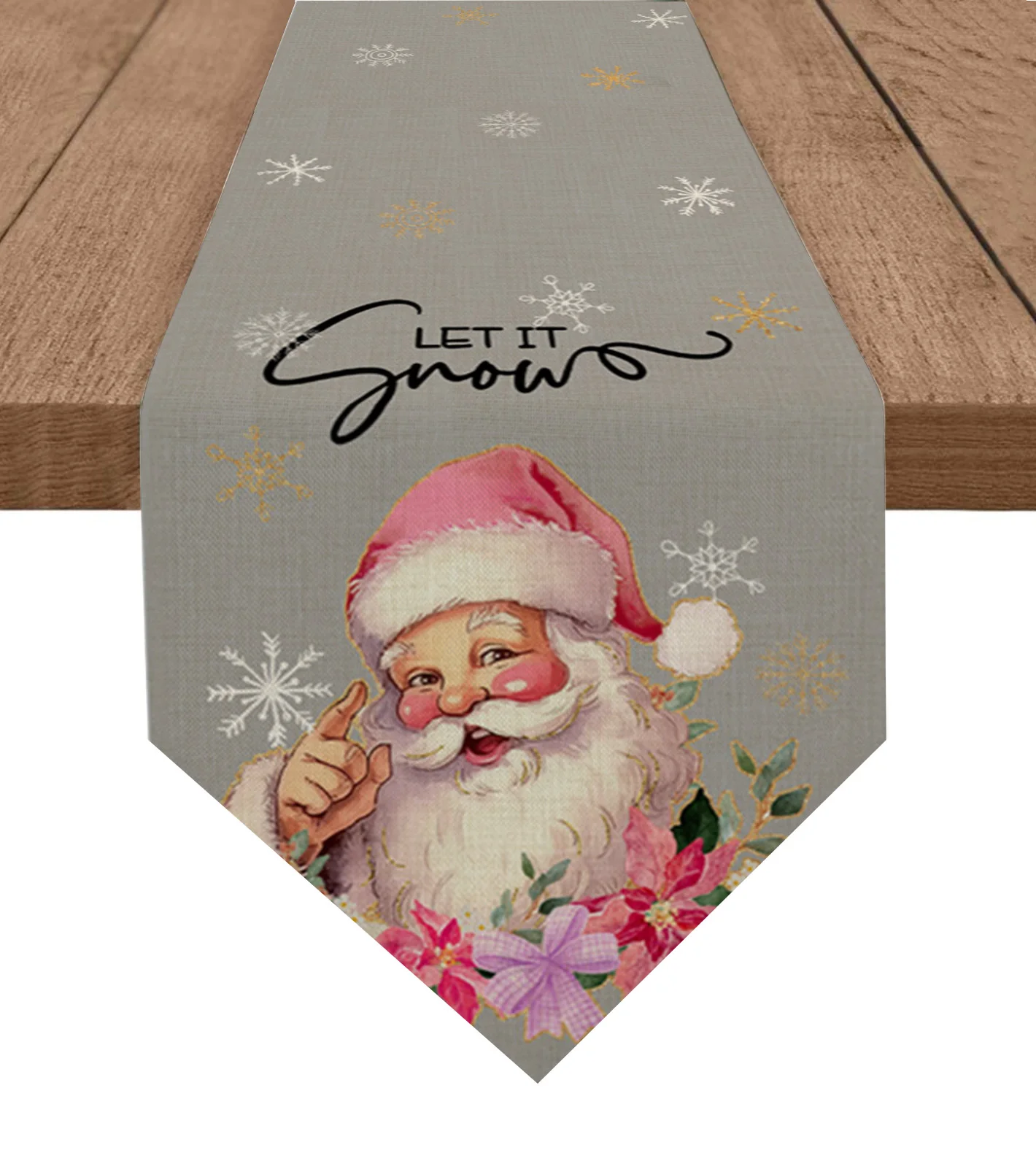 

Christmas Santa Claus Snowflakes Table Runner Christmas Party Dining Table Runner Placemat Home Kitchen Table Decor