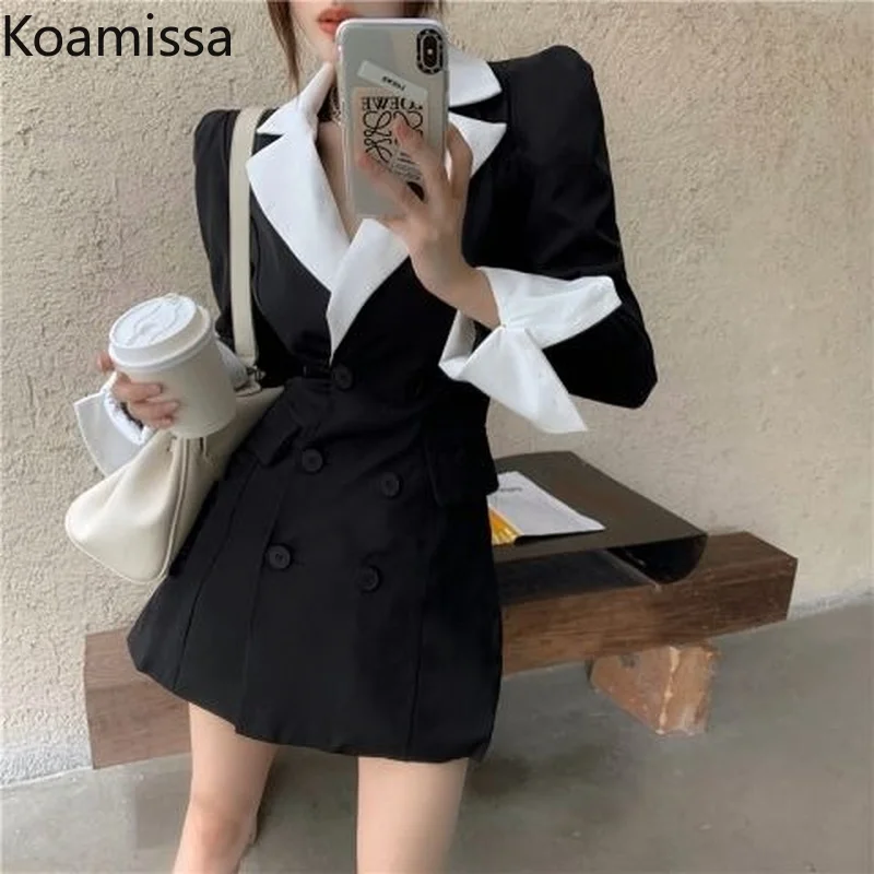 

Женское Короткое платье-Блейзер Koamissa, корейское модное офисное платье в стиле пэчворк с отложным воротником, 2022