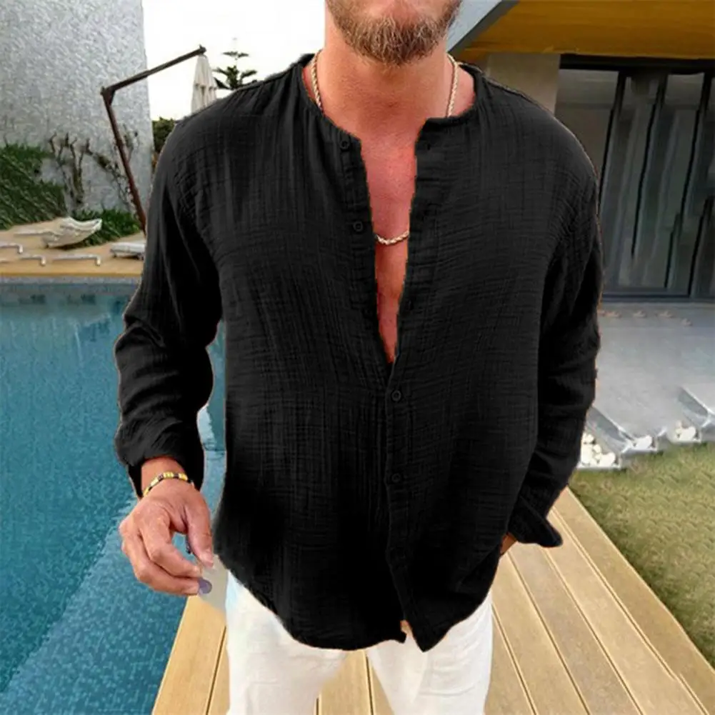 

Simple Autumn Tops Single-breasted Streetwear Pure Color Button-up Men Autumn Shirt Men Autumn Shirt Men Shirt