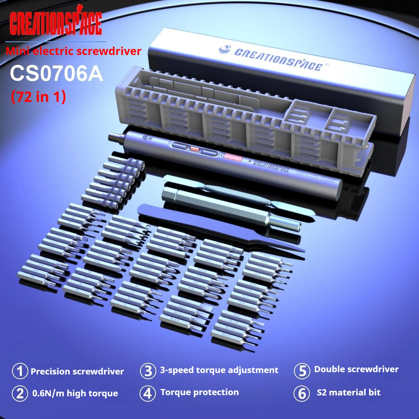 

Набор электрических отверток CreationSpace, перезаряжаемый портативный магнитный набор инструментов для ремонта со светодиодной подсветкой для ноутбуков, часов