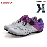 santic women cycling shoes professional athletic bicycle lock shoes adjustable rotating buckle casual road bike sneakers female
