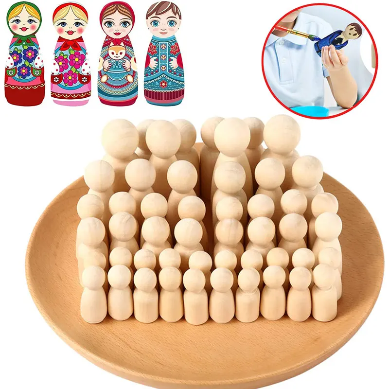 

1-10Pcs DIY Unfinished Wooden Peg Dolls Peg People Doll Bodies Wooden Figures for DIY Art Craft Painting Peg Game Home Decor
