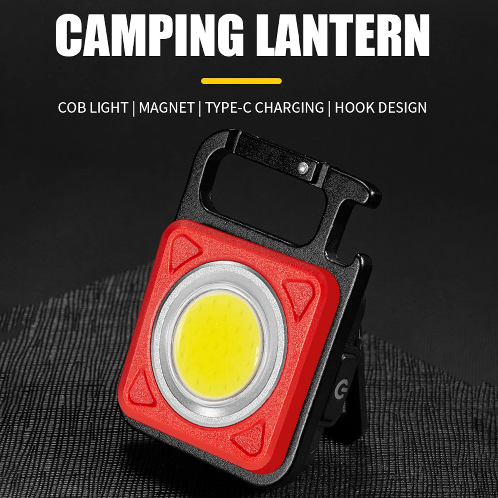 

Mini LED Working Light Portable Pocket Keychain Flashlight with Tripod COB USB Rechargeable Key Buckle Backpack Outdoor Camping