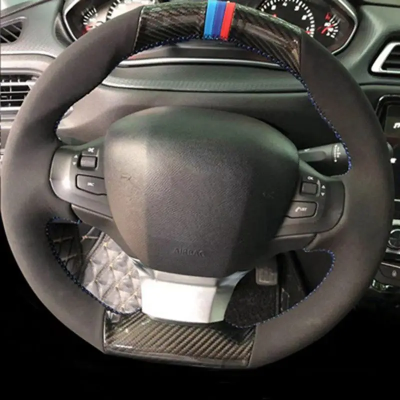 

Ручное шитье, нескользящая черная замша из натуральной кожи для Peugeot 308, 2014, 2015, 2016, 2017, 2018, 2019