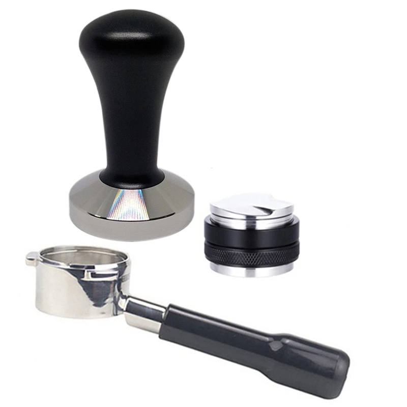 

51 MM Espresso Coffee Tamper Black Coffee Tamper Machine Press With Bottomless Portafilter 51Mm