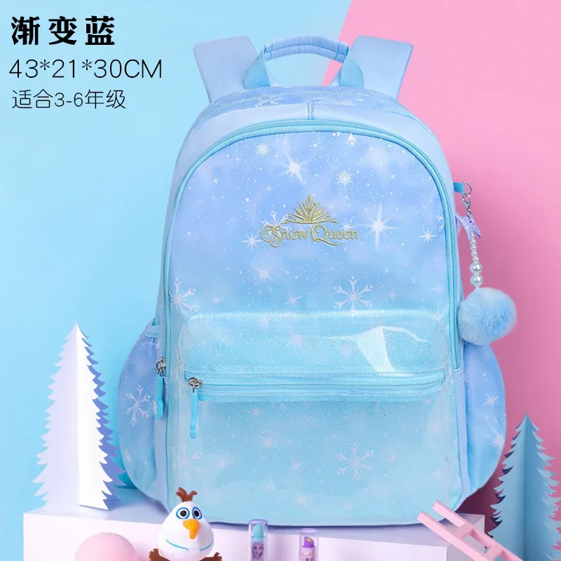 New high-quality genuine Disney Frozen backpack, breathable and comfortable, large capacity Disney girl student bag