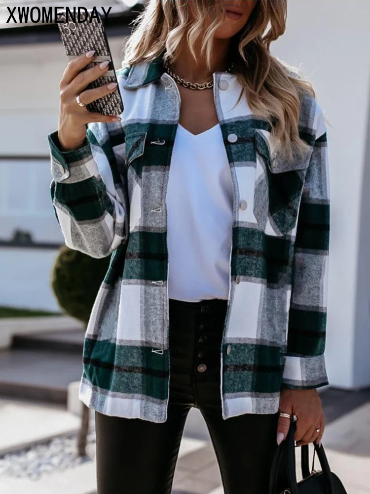 Shirts For Women Plaid Long Sleeve Button Up Shirt Collared Tops And Blouse 2022 Autumn Spring Fashion Loose Casual Black White