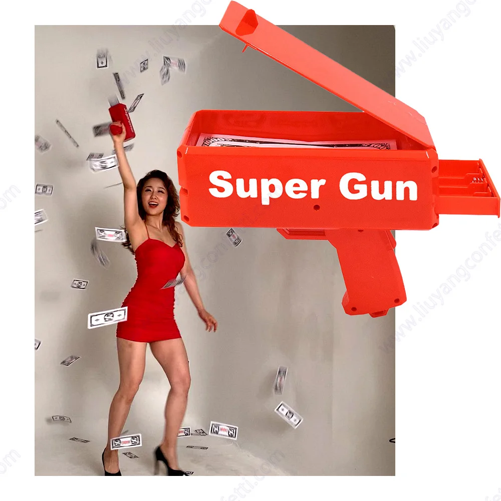 

Money Gun Spit Banknotes Red Fashion Toy Gift Party Game Cash Cannon Funny Pisto Shot Fidget Child Make It Rain Pistol Blow Dart
