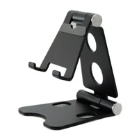 aluminum alloy double folding mobile phone bracket portable mobile phone desktop aluminum alloy stand for live streaming