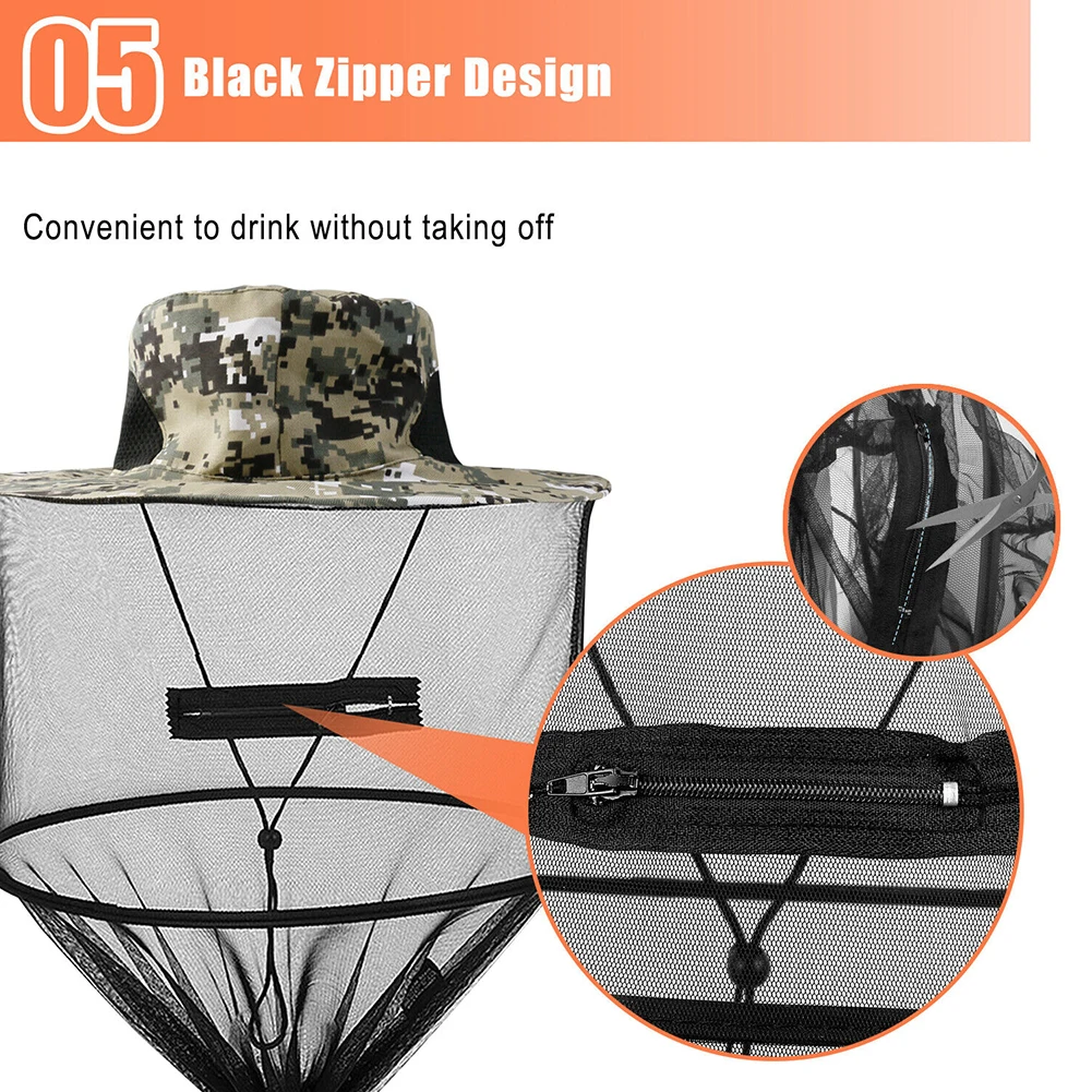 

Beekeeping Breathable Veil Beekeeper Hat Mosquito Insect Mesh Face Mask Hood Mosquito Head Net Cap For Outdoor Activities