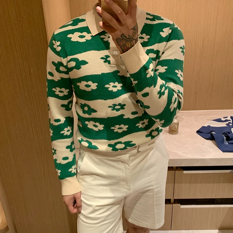 

2022 Autumn Winter New Arrivals Soft Knitwear Turn-down Collar Slim Sweater Pullover Male Clothing Fashion European Style L59