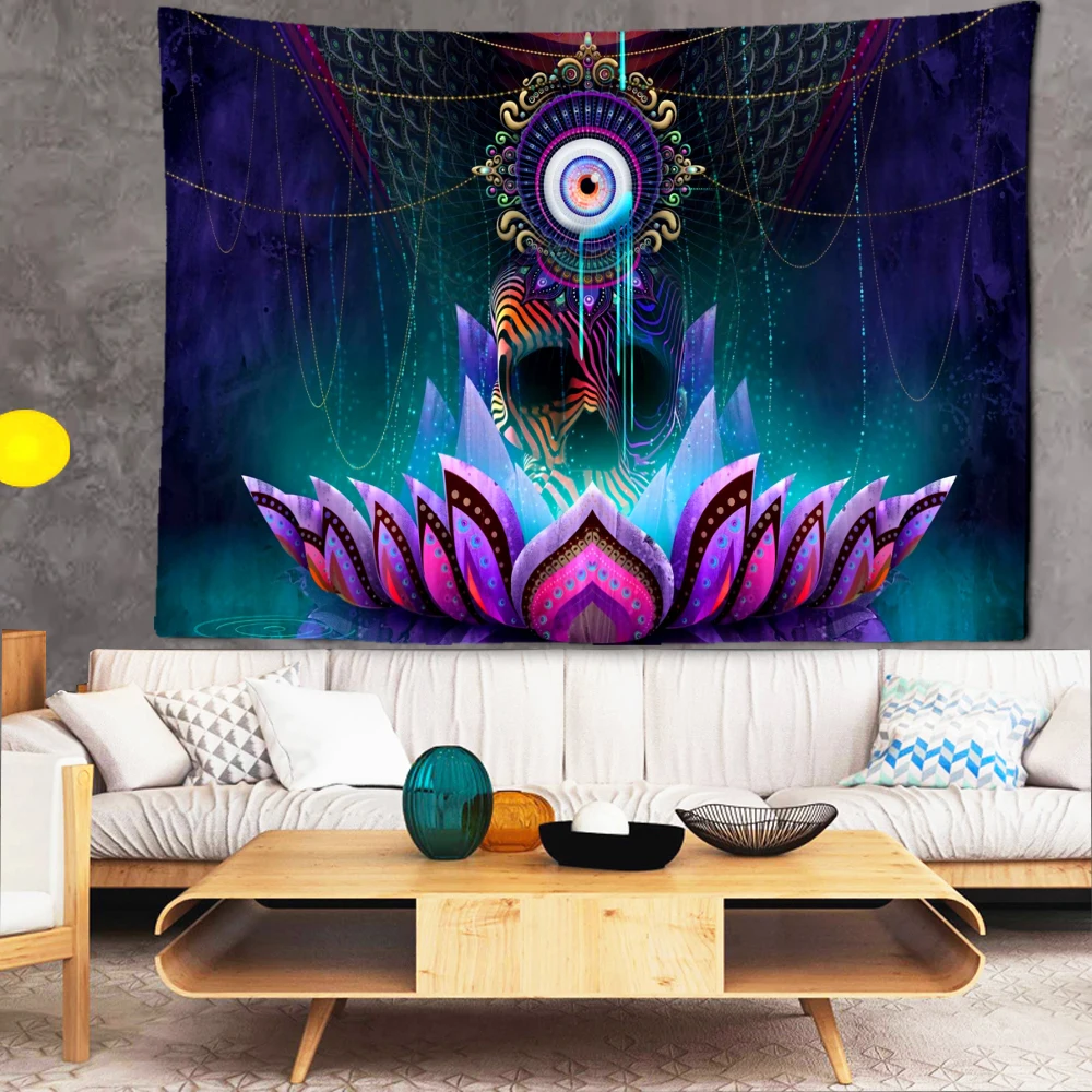 

Psychedelic Fluorescent Portrait Tapestry Wall Hanging Witchcraft Hippie Tapiz Bohemian Dormitory Home Decor