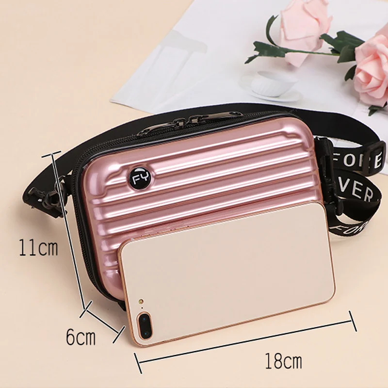 Women Hard Shell Cosmetic Phone Bag Mini Suitcase Toiletry Luggage Shape Bag Crossbody Bag Shoulder Purse Crossbody Make Up Bag
