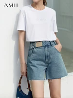 amii minimalism summer new fashion design jeans for women y2k street wear high waist loose causal womens jeans shorts 12230014