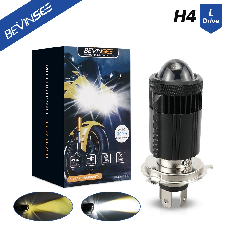 

1pc 30W H4 BA20D LED Motorcycle Headlight Bulb 3000K 6500K Hi/Lo Beam Mini Projector Lens H4 LED Moto Light