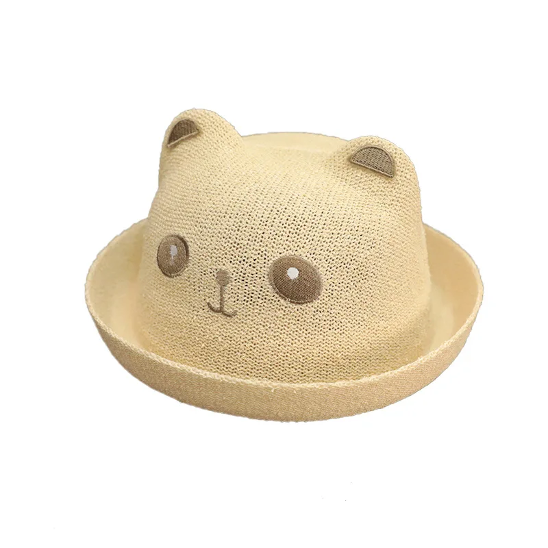 Cartoon Animals Summer Baby Straw Hat for Girls Boys Bucket Hat Breathable Beach Sun Cap Kids Sunbonnet Baby Accessories 3-8Y