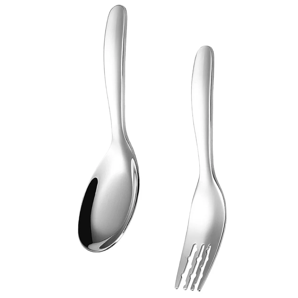 

Stainless Steel Spoon Fork Little Forks Kids Lunch Feed Spoons Toddler Set Box Child Serving Utensils