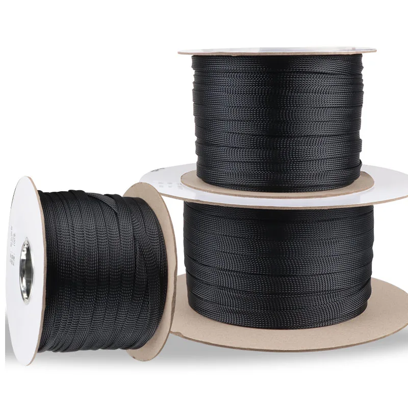 

1/5/10M Black Insulated Braid Sleeving 1-100mm Tight PET Wire Cable Protection Wear-Resistant Expandable Cable Wires Sleeve