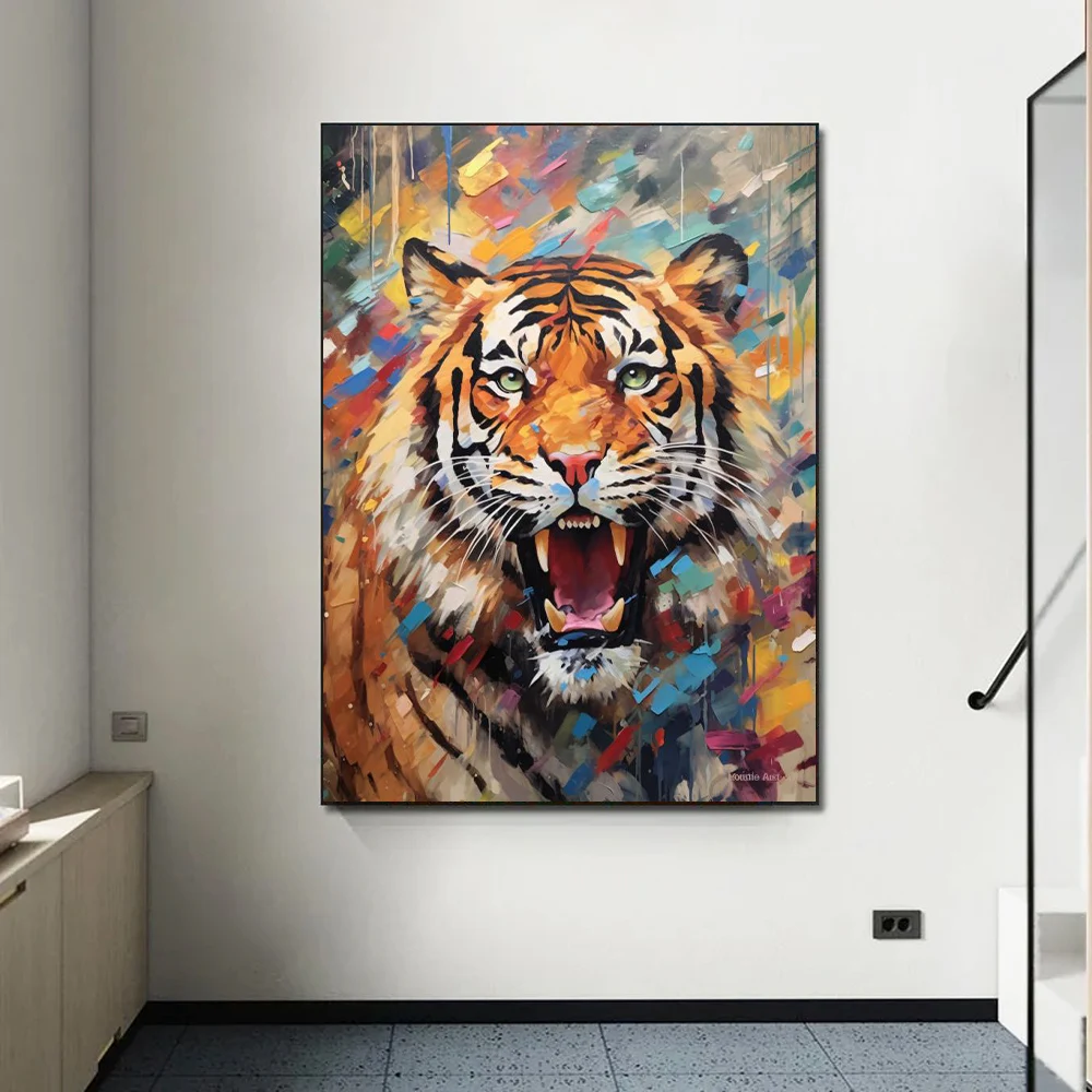 

Абстрактный граффити, настенный плакат с тигром, животные, поп-фреска, Современный домашний декор, холст, живопись, картины, декор для гостиной