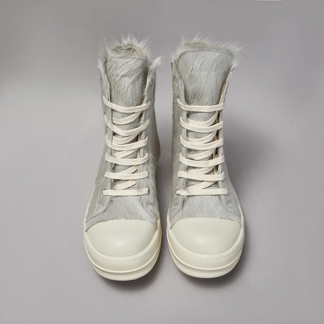 Ricks Классический дизайн Мужская обувь Owens Женские высокие кроссовки из конского