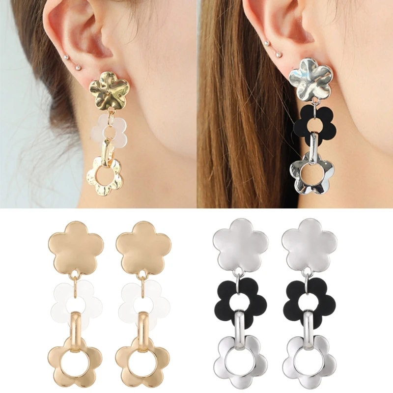 

Temperament Flower Dangle Earrings Simple Drop Earrings Party Jewelry Fashion Piercing Earrings Comfortable to Wear