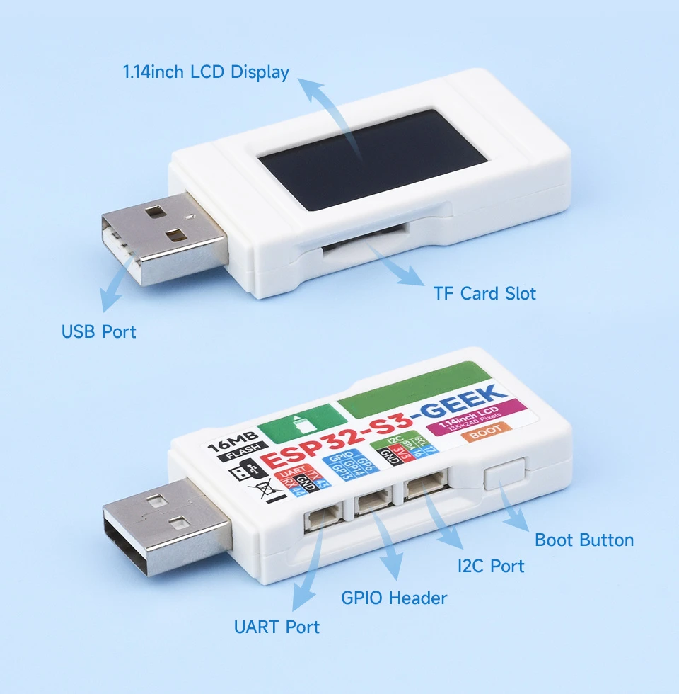 ESP32-S3-GEEK ESP32-S3R2 Geek Плата разработки с 1.14″ LCD Поддержка WiFi/Bluetooth Цветной LOD