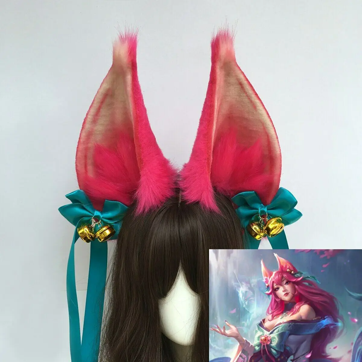 

Новинка 2020 ручной работы ободок для волос LOL The Nine-Tailed Fox Ahri для косплея «сделай сам» уши повязки для волос головной убор для костюма