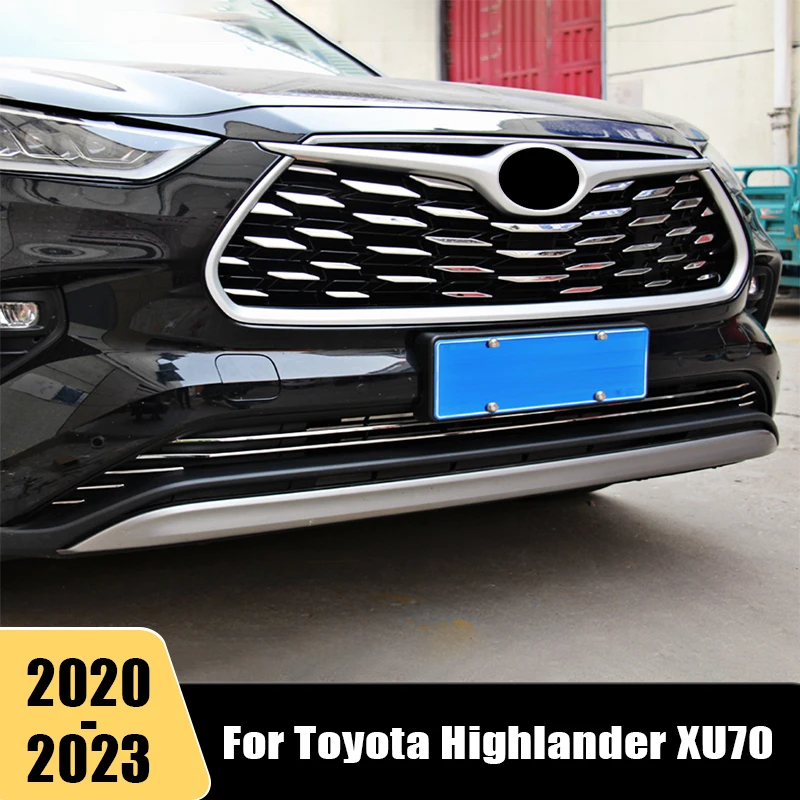 Купи Stainless Car Front Bumper Lower Grille Trim Cover Middle Mesh Grille Bright Strips For Toyota Highlander XU70 Kluger 2020-2023 за 2,942 рублей в магазине AliExpress