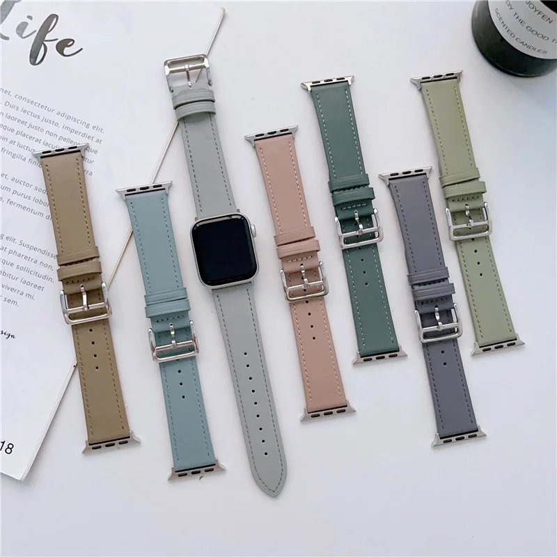 

Ремешок из натуральной кожи для Apple Watch Ultra 49 мм Series 8/7/SE/6/5 41 мм 45 мм 49 мм 40 мм 44 мм, сменный ремешок для часов