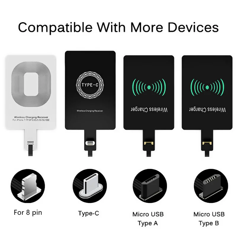 Qi беспроводной зарядный приемник Micro USB Type C универсальное Быстрое беспроводное