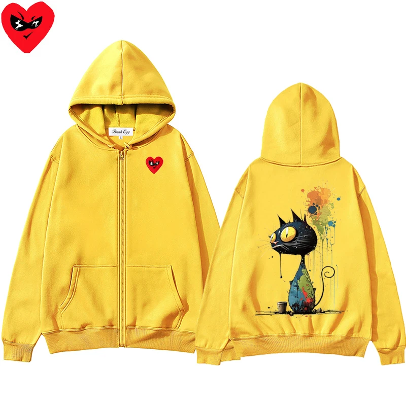 Картина маслом Цветной кот с принтом Мужчины Женщины Толстовка на молнии