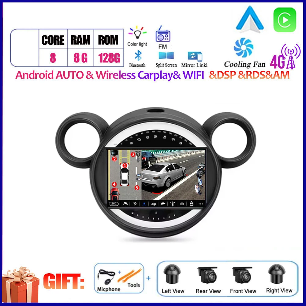 

Для BMW Mini Cooper Countryman R56 R60 2011-2013 Android Auto Carplay GPS-навигация Стерео Мультимедийный плеер 4G Wi-Fi Экран