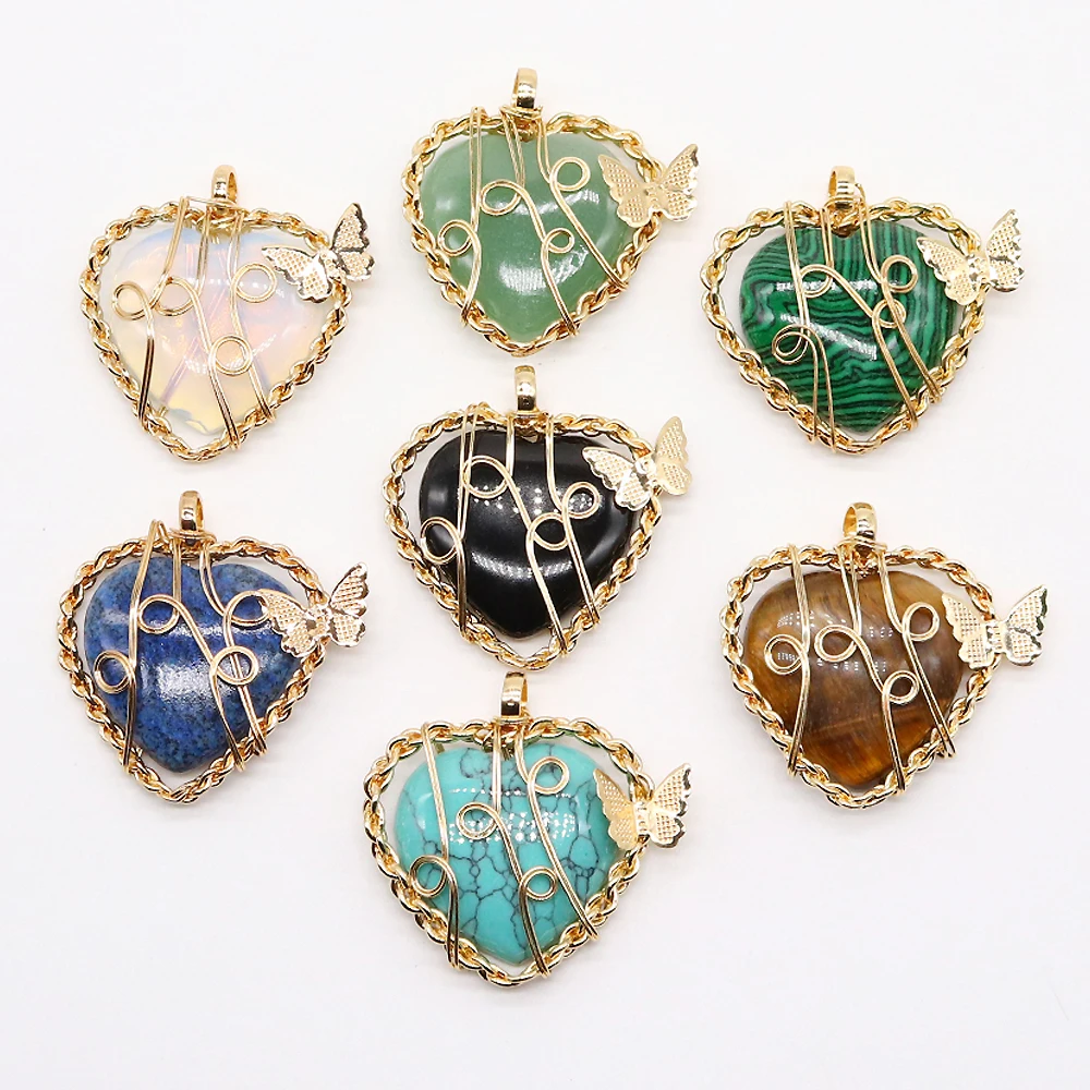 _ Металлическая подвеска в виде бабочки медная проволока обернутая черным агатом