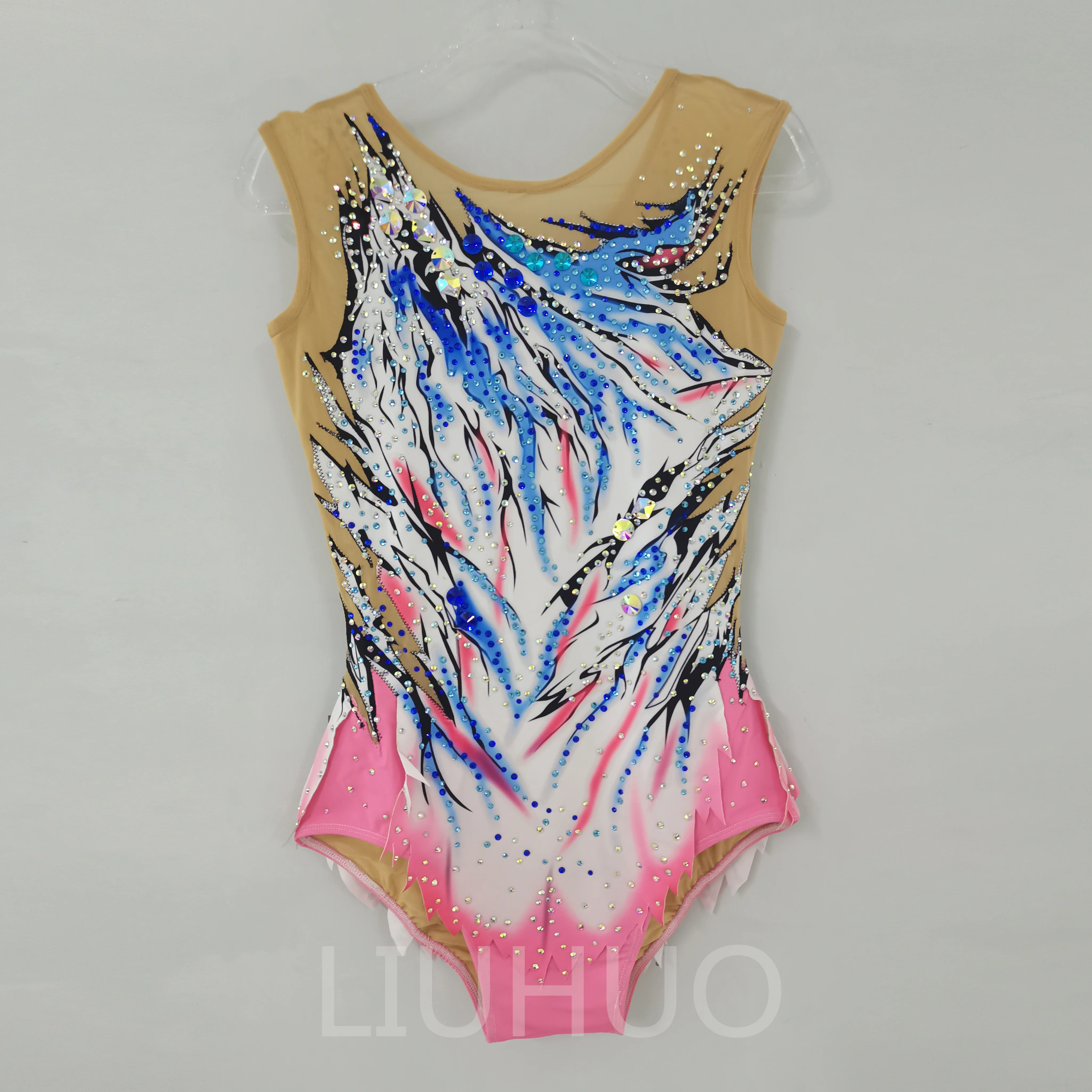 

LIUHUO Rhythmic Gymnastics Leotard Competitive Gymnastics Performance Dress Children Pink