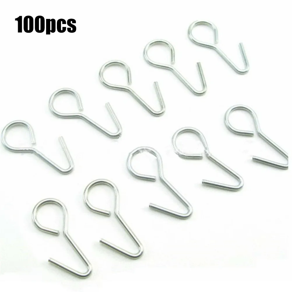 

100pcs Hook Metal Ring Tail S-Hooks Silver For Car Truck SUV Auto Seat Covers Durable Practical High Quality Hooks