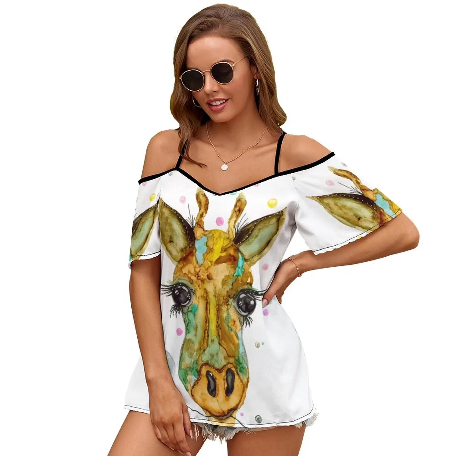 Женская футболка Mazie весенне-летние футболки с принтом различные стили жирафом