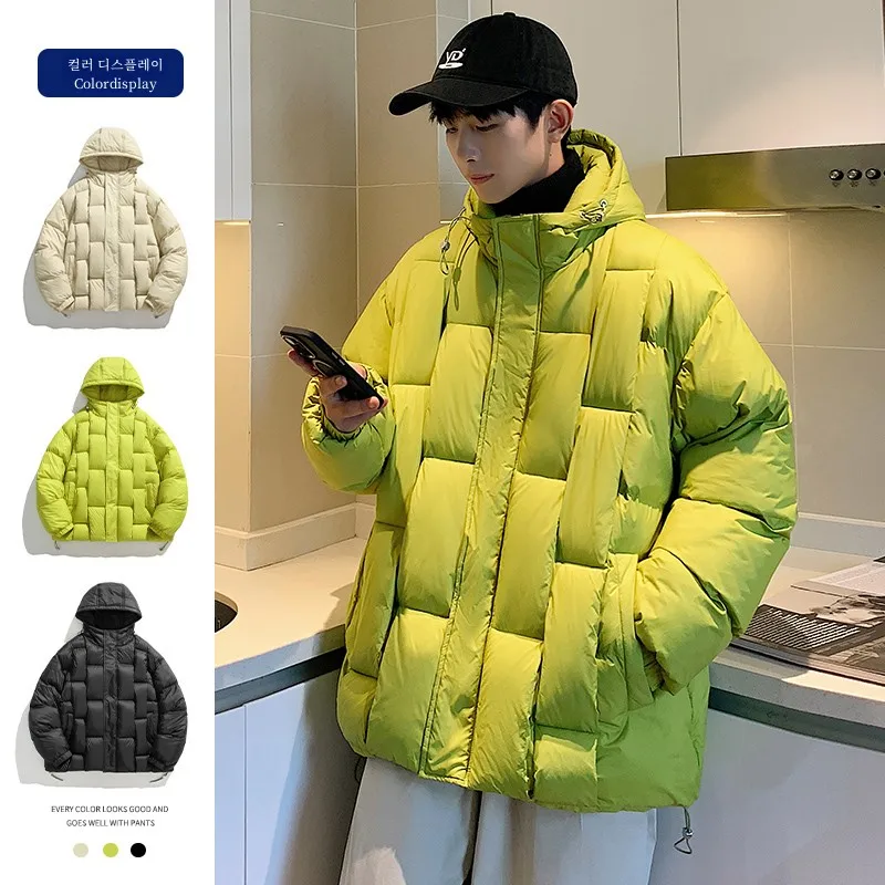 Зеленый пуховик авокадо с хлопковой подкладкой мужская зимняя утолщенная