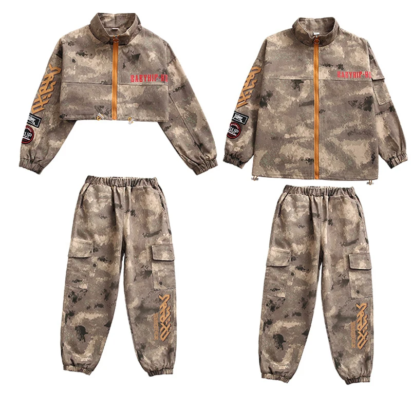 Детская одежда для современных уличных танцев камуфляжный свитшот девочек и