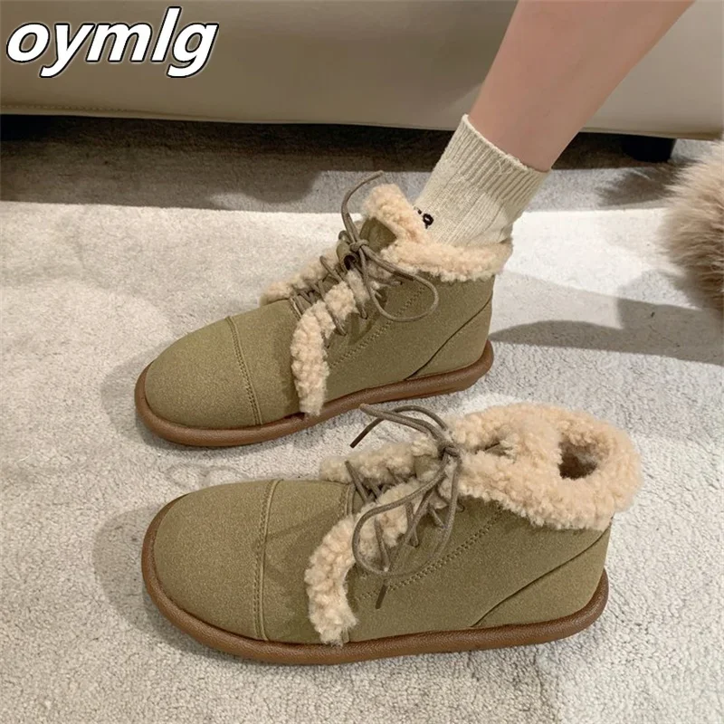 

Snow boots for women in winter 2024 new lace up plush shoes plush and thick insulation cotton boots for women in cotton shoes
