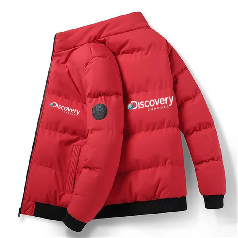 Discovery Channel - Autumn and Winter Men's Zipper Jacket Casual Warm Baseball Shirt Stand Neck Slim Fit Fashion Down Jacket